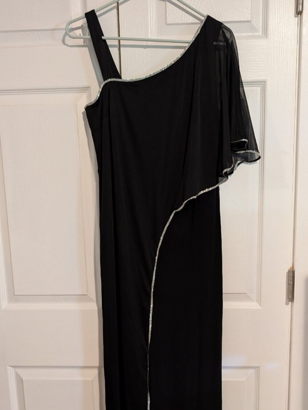 R & M Richards Asymmetric Rhinestone-Trim Draped Jumpsuit -10P